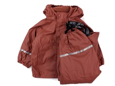 CeLaVi rainwear pants and jacket with fleece lining mahogany